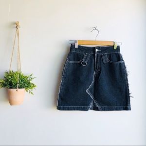 PEACEBIRD Frayed Denim Skirt